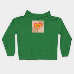 LOVE HEARTS CHECKERBOARD Retro Alt Valentines in Coral Yellow Green on Cream Beige Geometric Grid - UnBlink Studio by Jackie Tahara Kids Hoodie